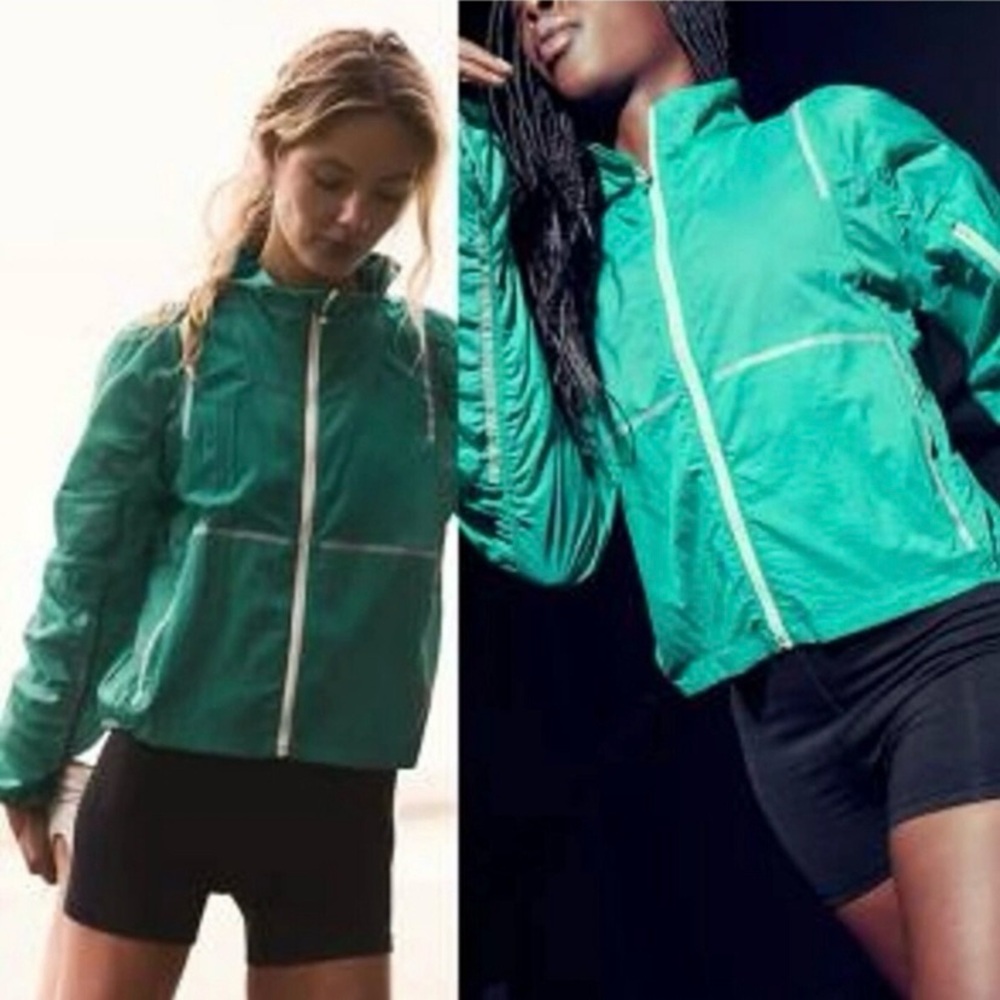New Free People Movement Great Escape Run Green Windbreaker Jacket, Sz XS